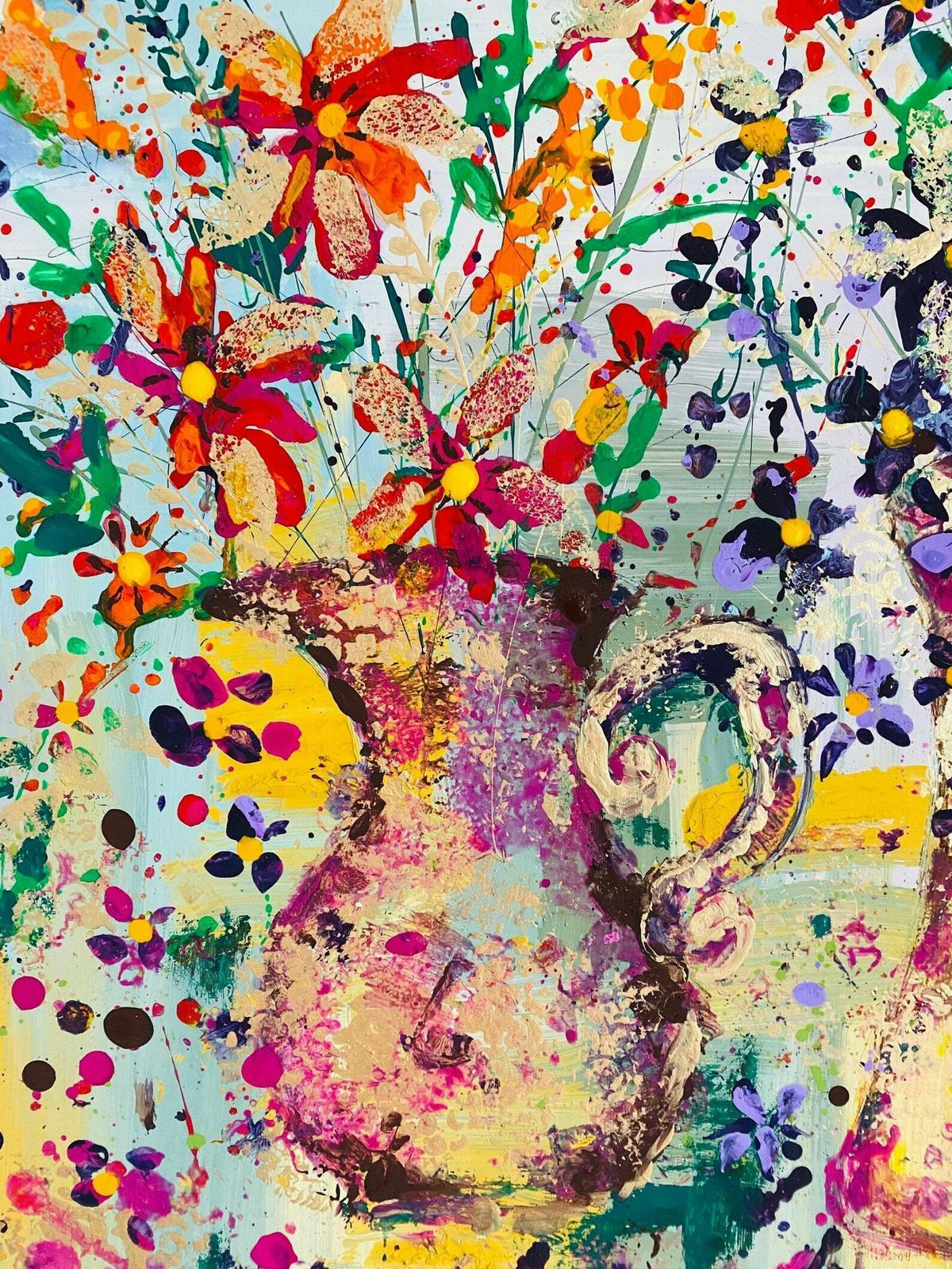 photo furniture Polly..Hand Painted Original Acrylic Art On A Up Cycled Canvas 90cm X 60cm