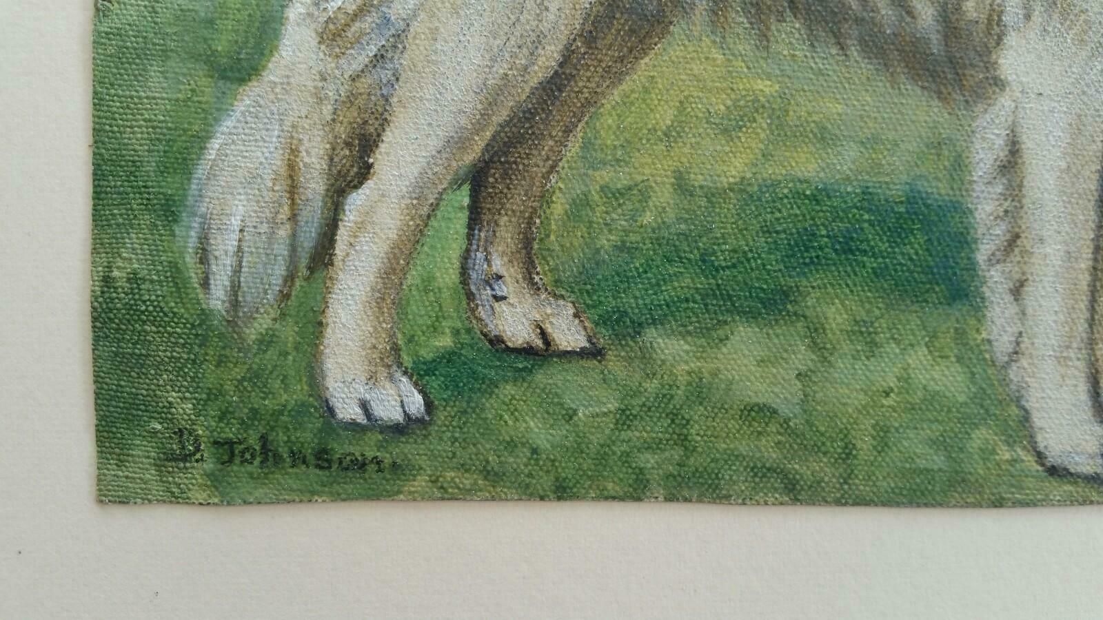 Dorothy Alexandra Johnsonenglish School Mid 20th Century Oil Painting Pyrenean Mountain Dogc 1950s photo for sale