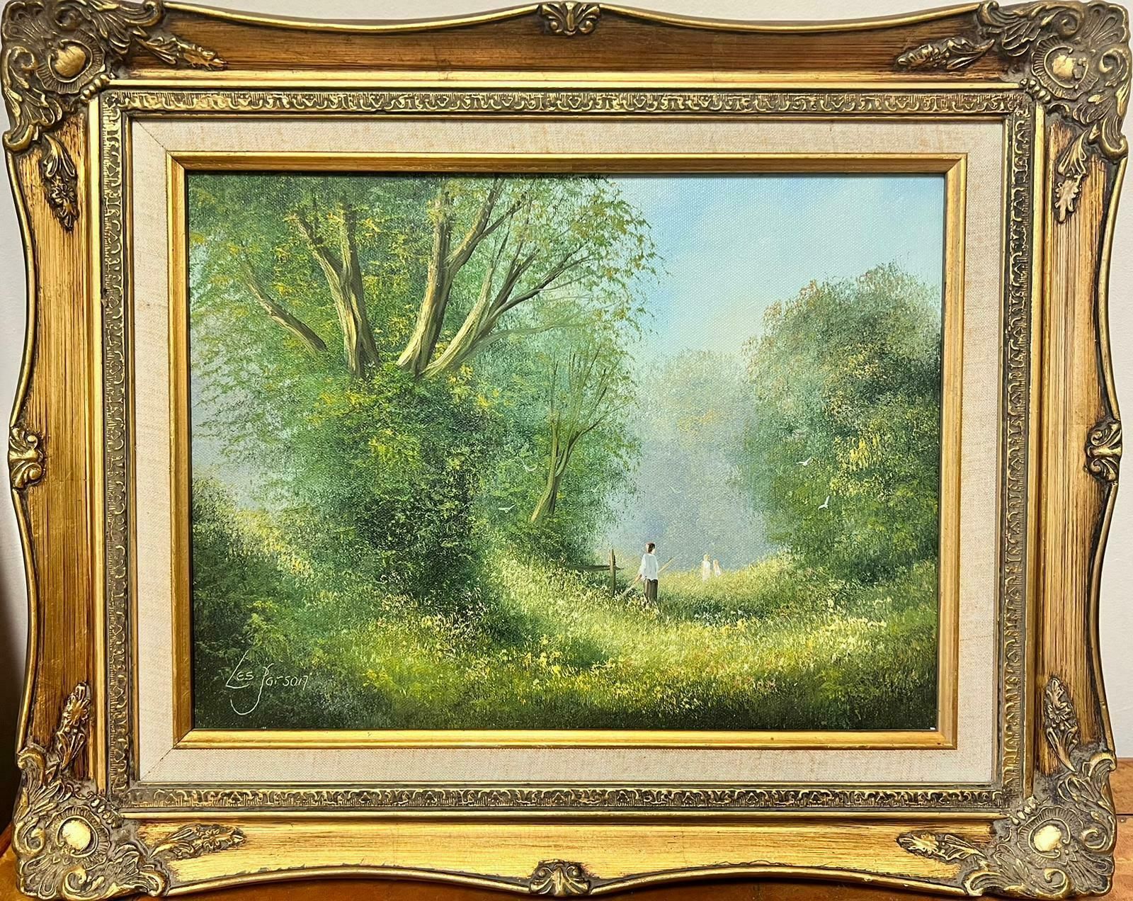 Les Parsonsplaying In The Hazy Summer Meadows Original British Impressionist Signed Oil photo furniture