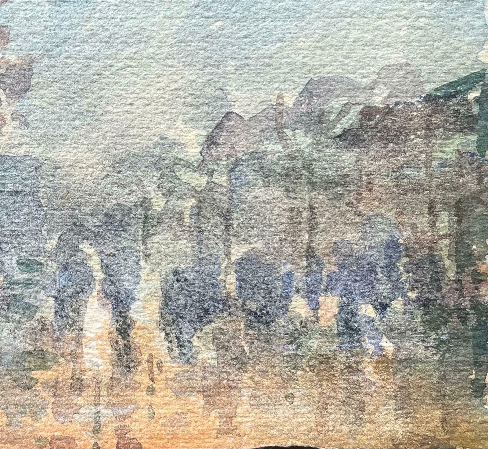 Maurice Mazeiliefrench Impressionist Watercolor Of Park With View Of Champs élysées At Dusk20th Century photo Art