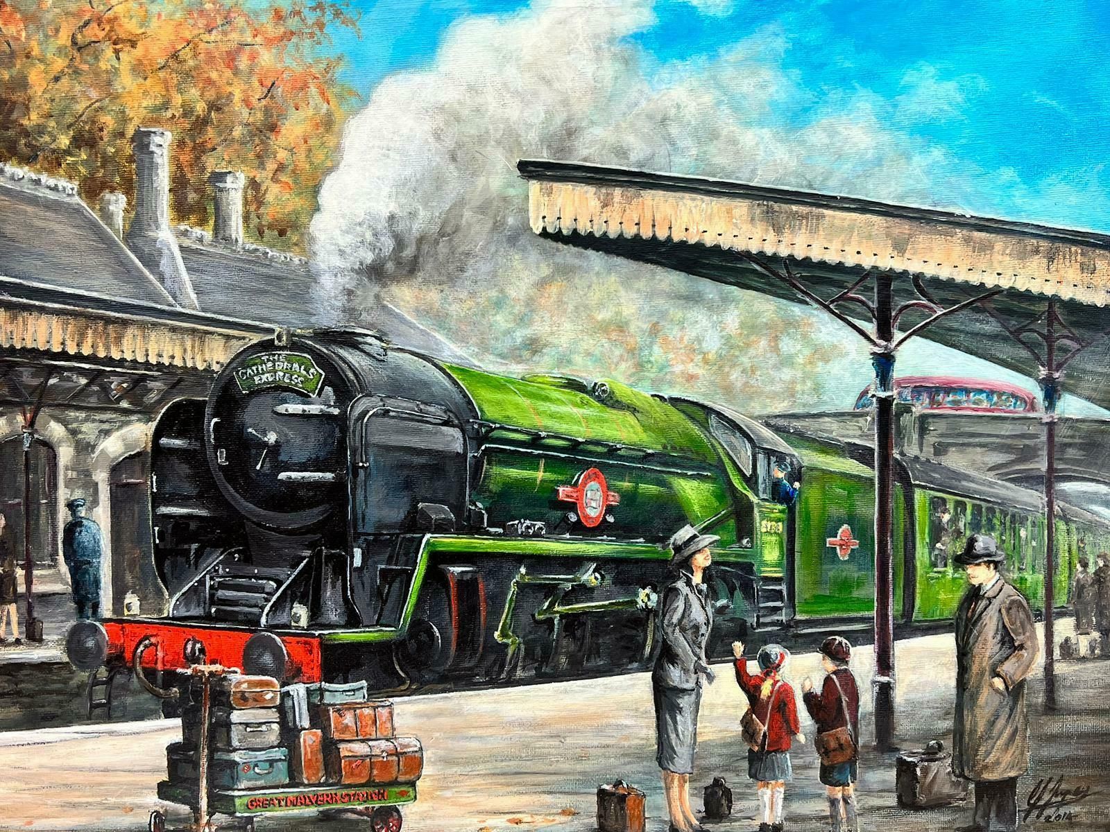 Colin Impeyvintage Nostalgic English Oil Painting Family At Steam Engine Train Station photo 867.0