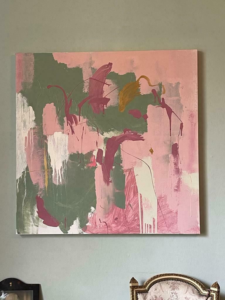 Natasha Rufus Isaacshuge British Contemporary Abstract Painting Soft Pastel Shade Muted Coloursc.2022 photo furniture