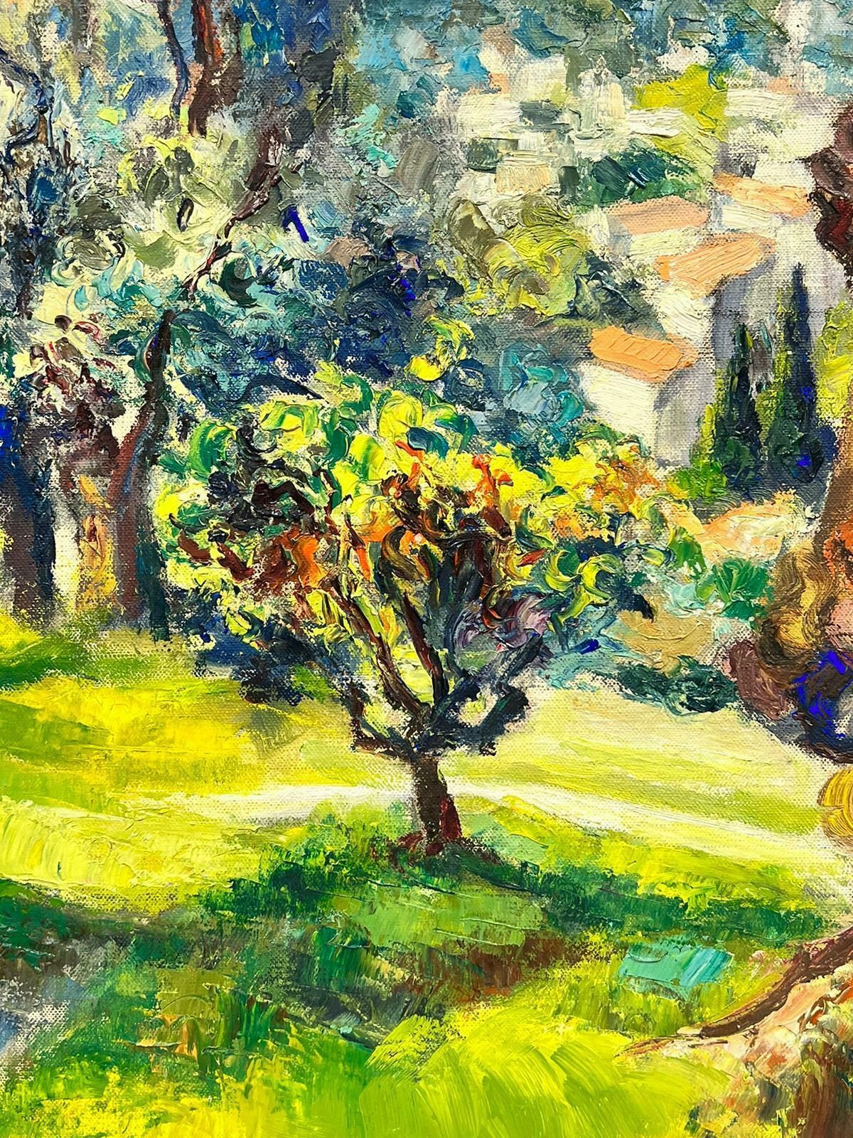 Josine Vignonsummer In Provence Golden Green & Yellow Light French Impressionist Oil Painting1960's photo vinterior