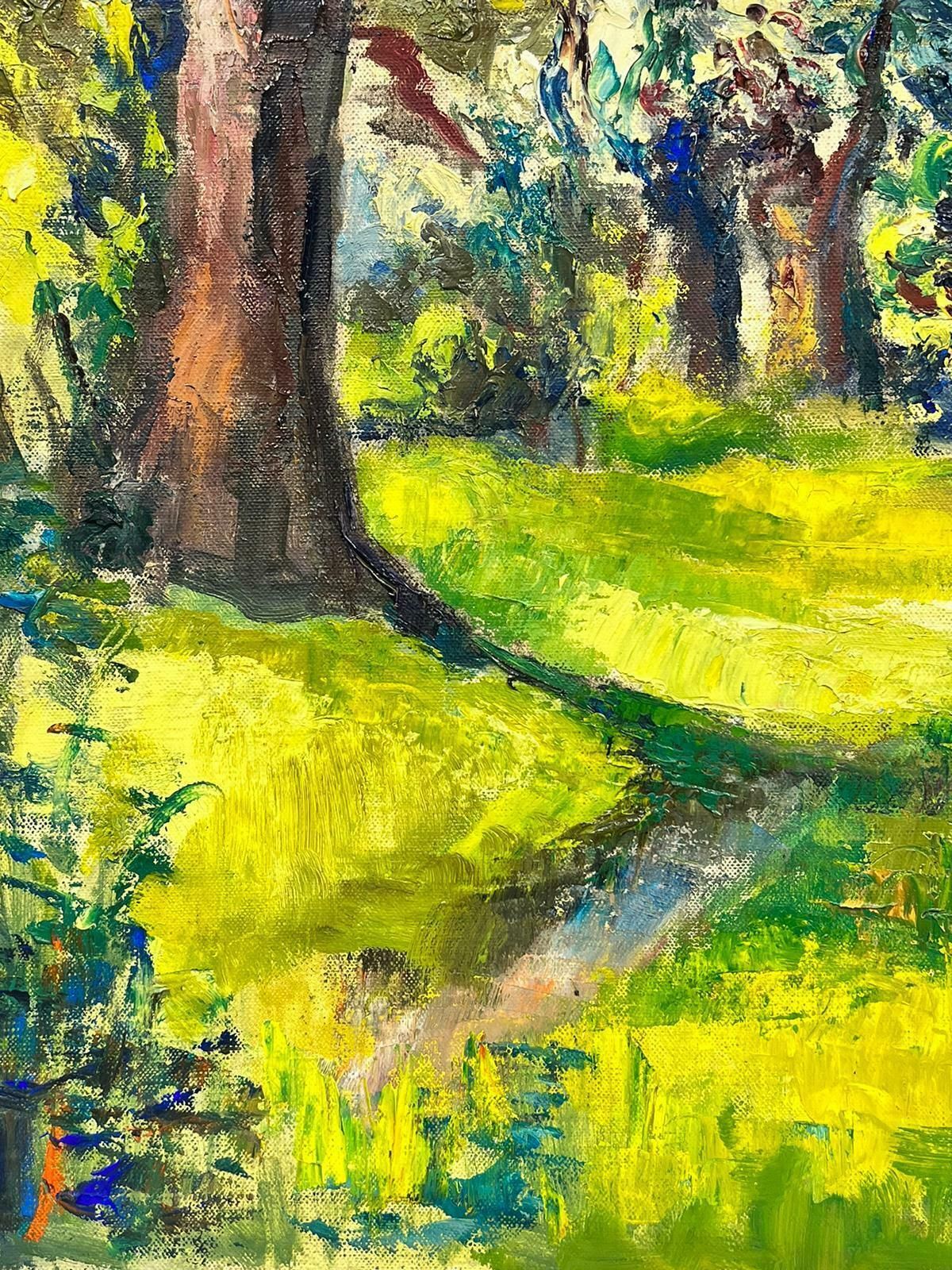 Josine Vignonsummer In Provence Golden Green & Yellow Light French Impressionist Oil Painting1960's photo vintage