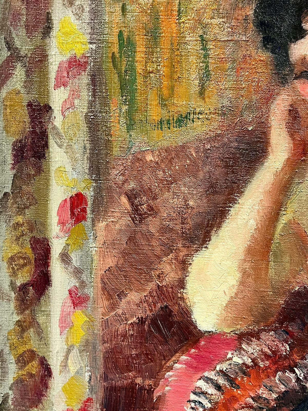 Josine Vignonelegant Lady In French Interior, 1960's French Post Impressionist Oil Painting1960's photo vintage