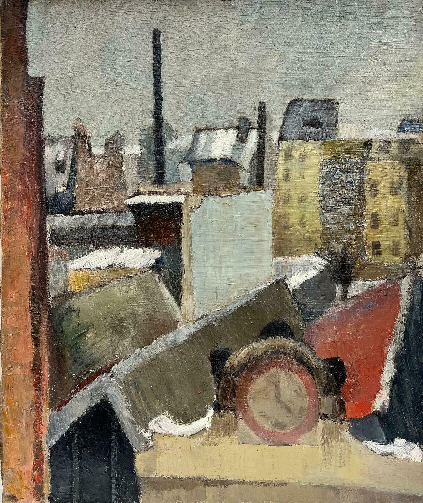 Josine Vignongrey Sky Roof Top Landscape Impressionist Thick Oil Impasto1960's