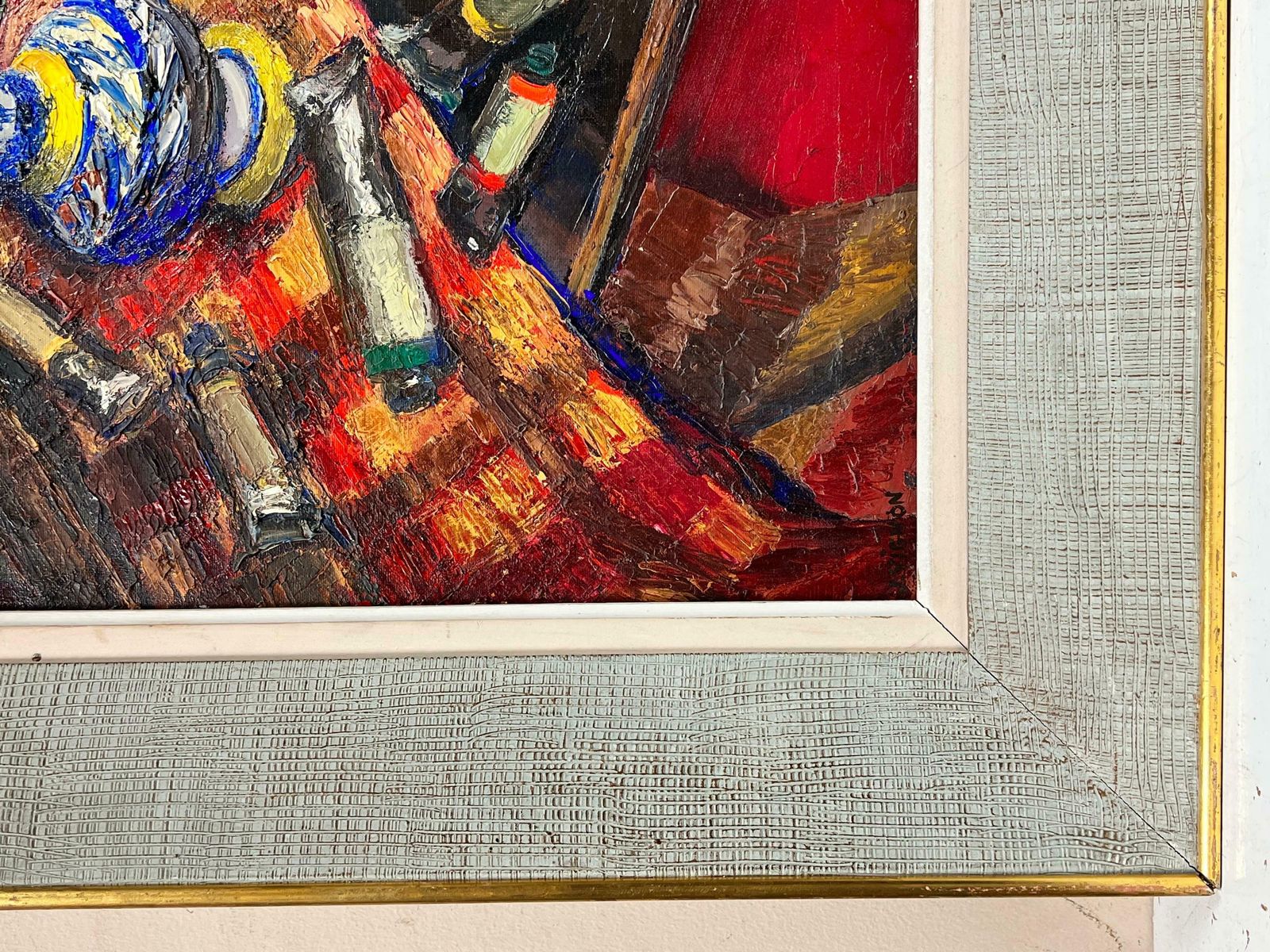 Josine Vignonbeautiful 1960's French Post Impressionist Oil The Artists Studio Interior1960's photo vintage