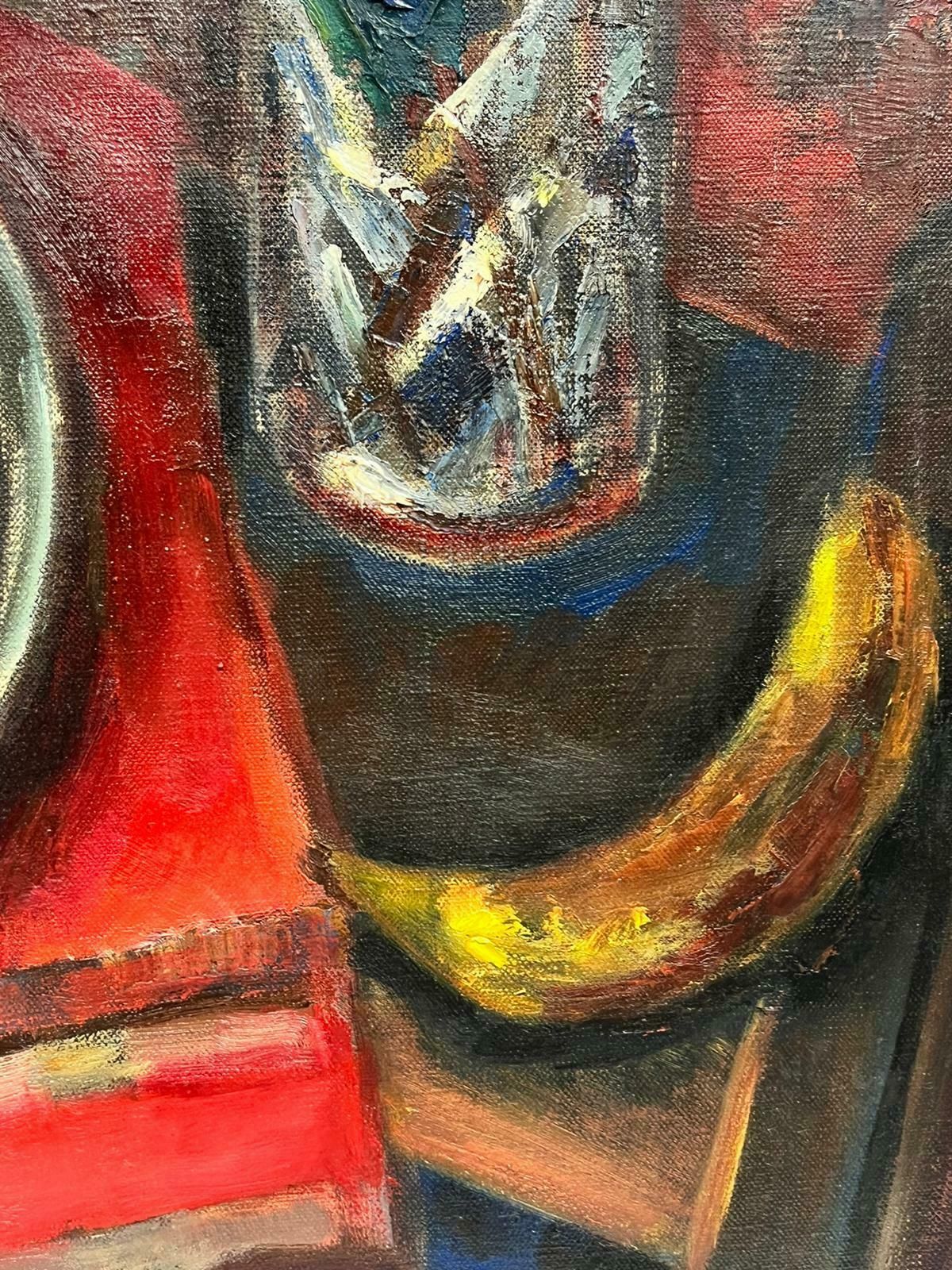 Josine Vignon1960's French Post Impressionist Signed Oil Fruit Flowers Artists Palette1960's photo for sale