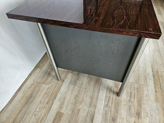 Iron Desk With Rosewood Laminate Top From Mobiltecnica Turin, Italy, 1970s photo for sale