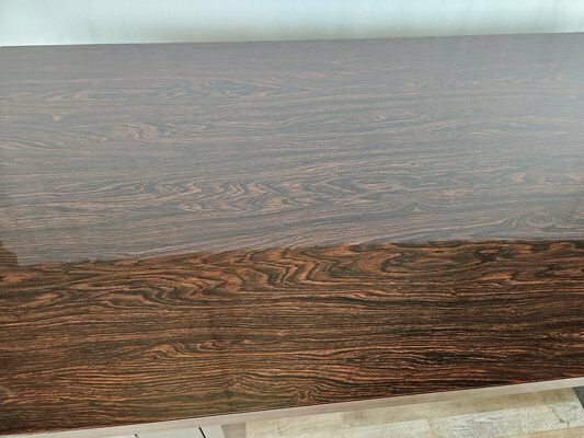 Furniture Iron Desk With Rosewood Laminate Top From Mobiltecnica Turin, Italy, 1970s photo