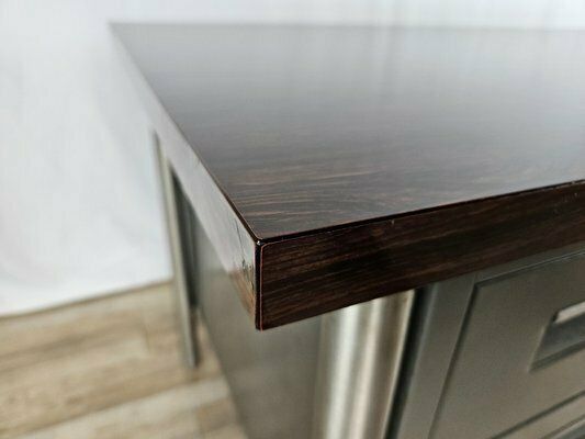 2475.0 Iron Desk With Rosewood Laminate Top From Mobiltecnica Turin, Italy, 1970s photo