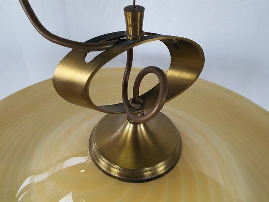 762.0 Pendant In Murano Glass And Brass With Double Support, 1970s photo