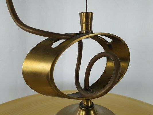 photo vinterior Pendant In Murano Glass And Brass With Double Support, 1970s
