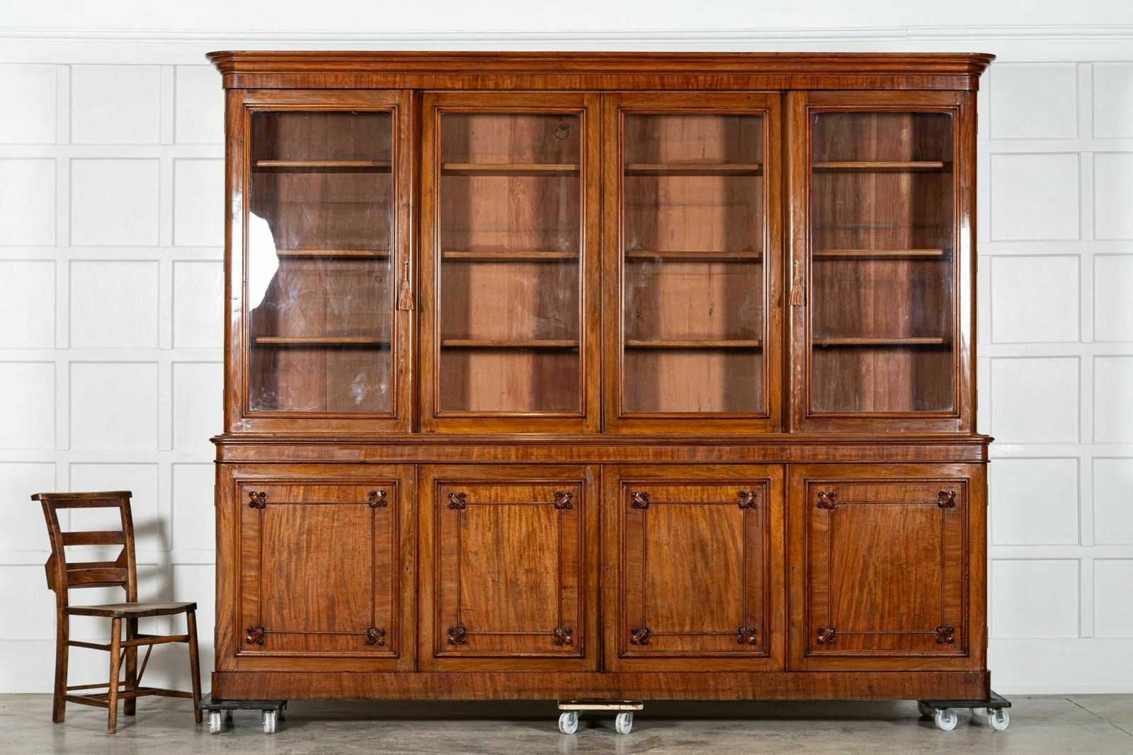 Monumental Early 19thc English Mahogany Glazed Library Bookcase photo furniture