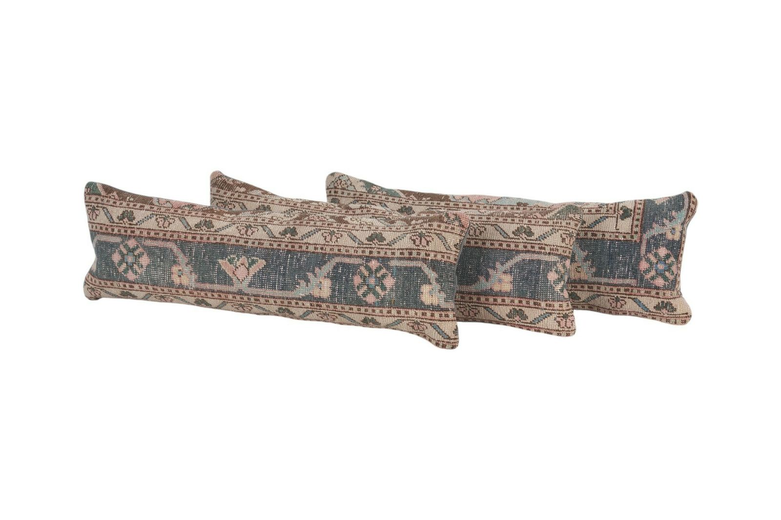 Set Of Two Turkish Oushak Rug Pillow Cover, Matching Queen Beige And Blue Boho Woven  Bedding Pillow Case photo Textiles