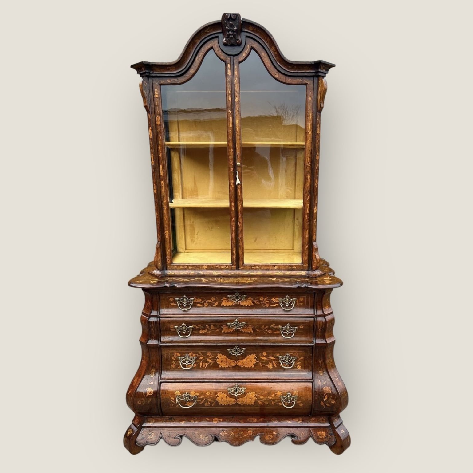 Edwards & Roberts Dutch Marquetry Display Cabinet On Chest
