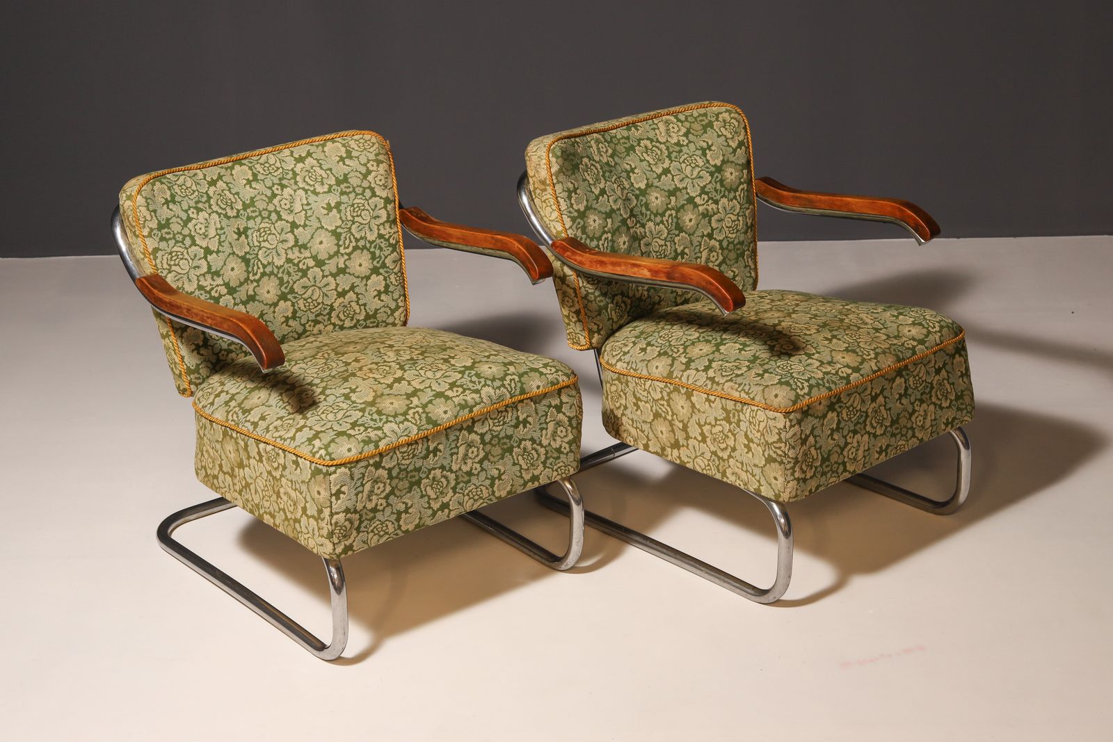 Pair Of Cantilever Tubular Steel Armchairs For Kovona, Czechoslovakia, 1950’s photo buy