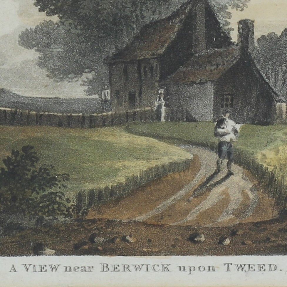 Hand Coloured Aquatint Engraving Of A View Near Berwick Upon Tweed. photo Art