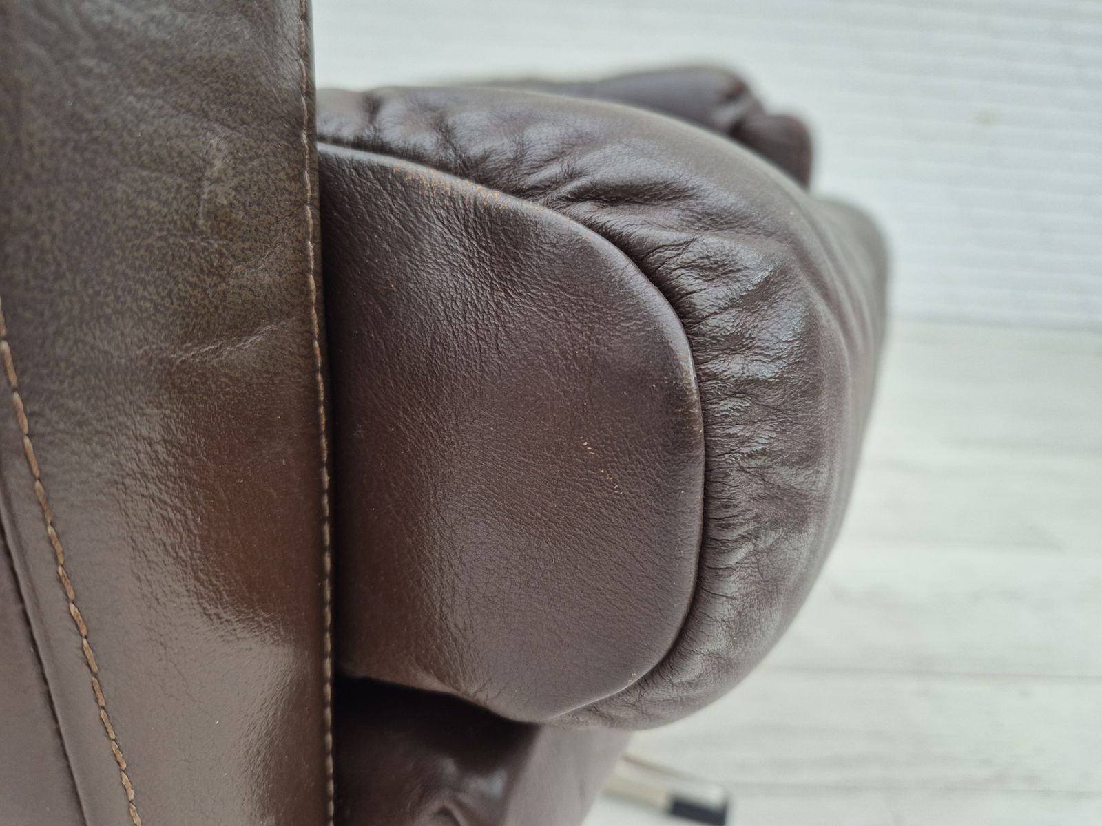 photo for sale 1970s, Danish Swivel Chair, Original Condition, Brown Furniture Leather.