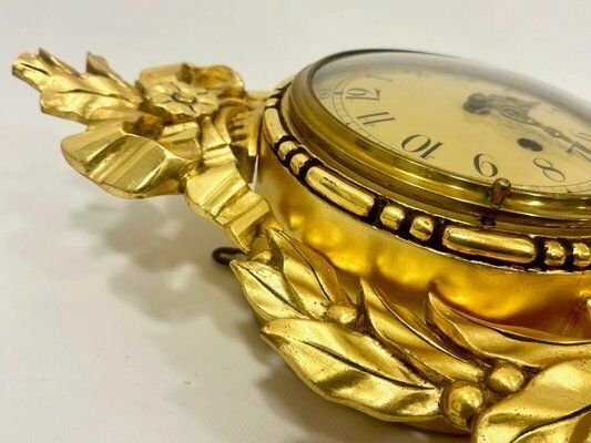 photo furniture Swedish Rococo Style Gild Carved Wood Wall Clock From Westerstrand, 1960s