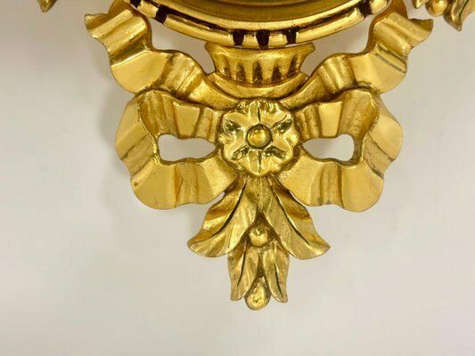photo for sale Swedish Rococo Style Gild Carved Wood Wall Clock From Westerstrand, 1960s