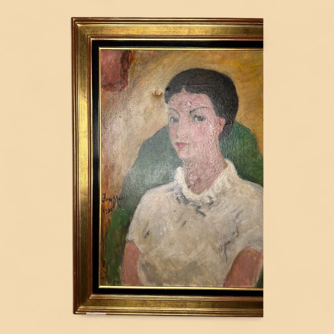 Portrait Of A Woman, Oil On Canvas Painting photo furniture