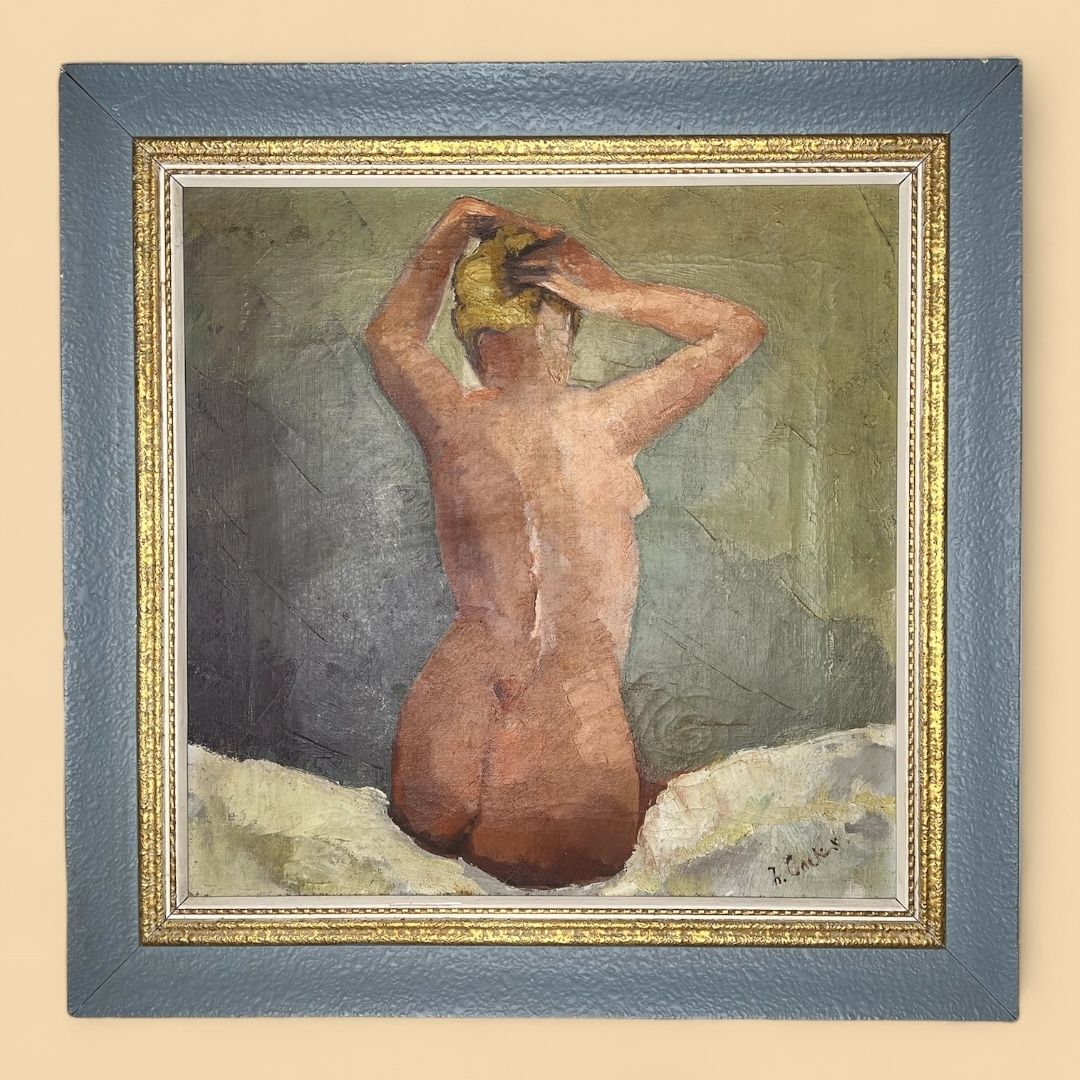 Seated Nude, Oil On Canvas Painting