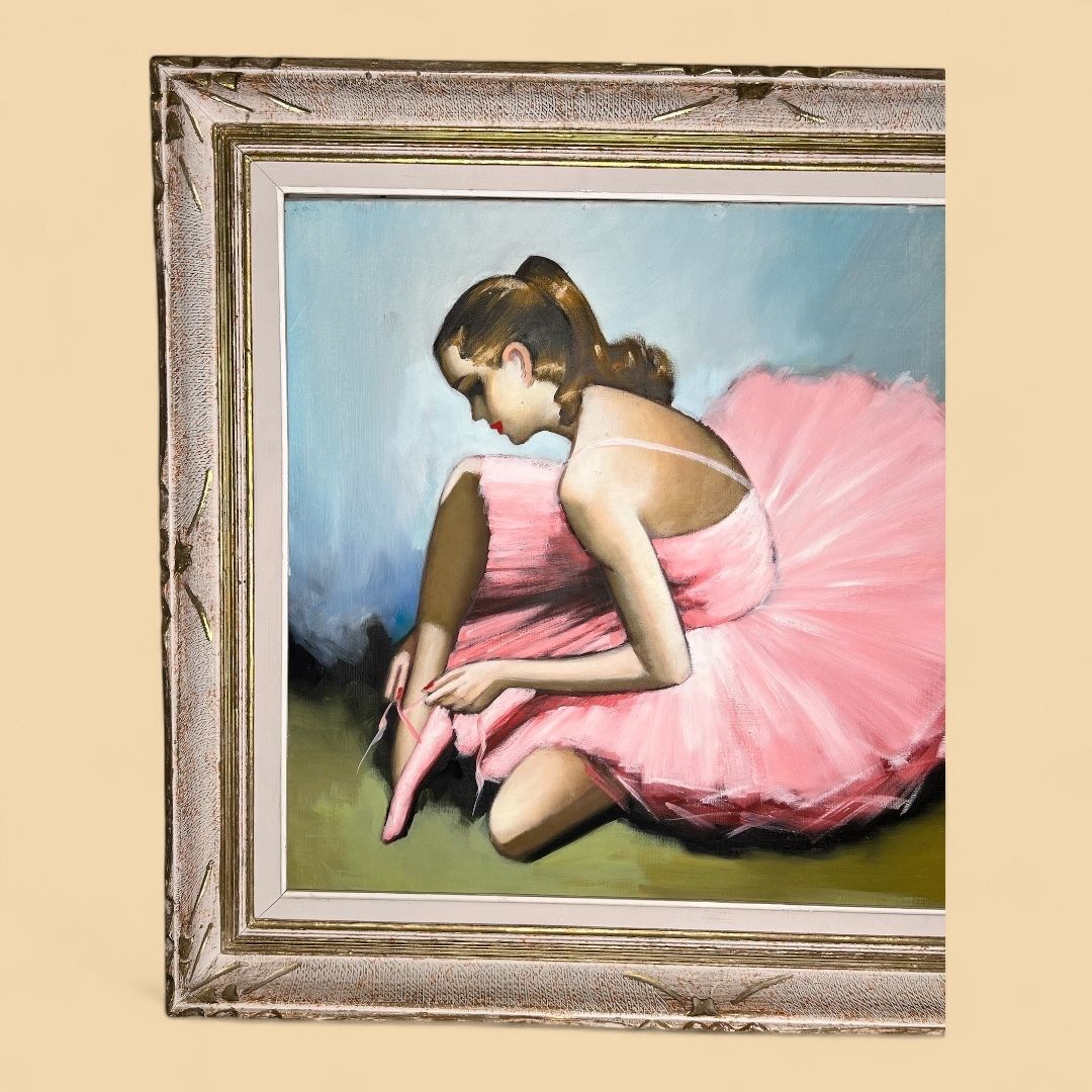 Ballerina Dancer, Oil On Canvas Painting photo furniture