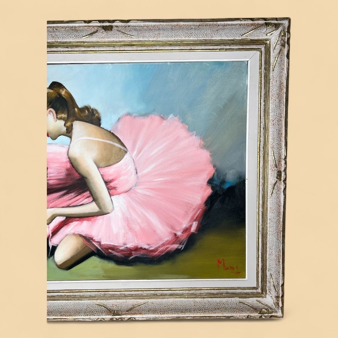 Ballerina Dancer, Oil On Canvas Painting photo for sale