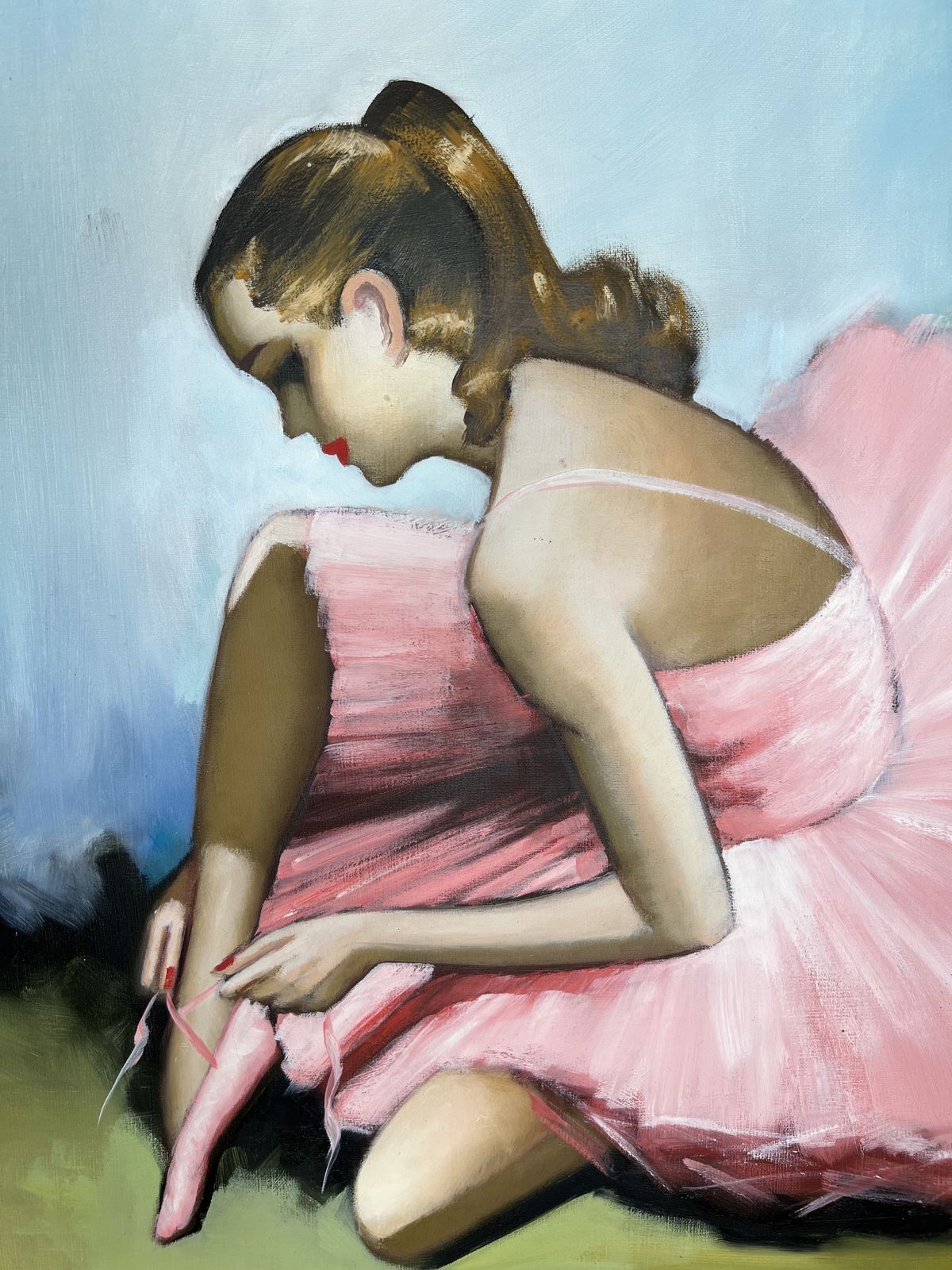 Ballerina Dancer, Oil On Canvas Painting photo Art