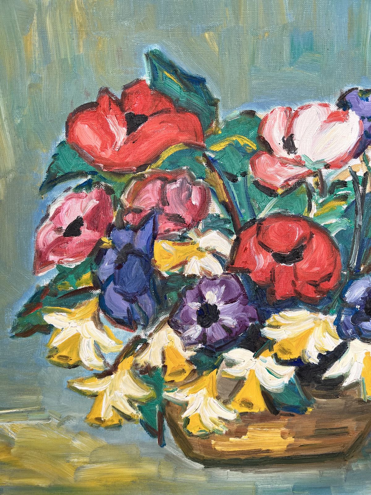 Flowers, Oil On Canvas Painting photo Art