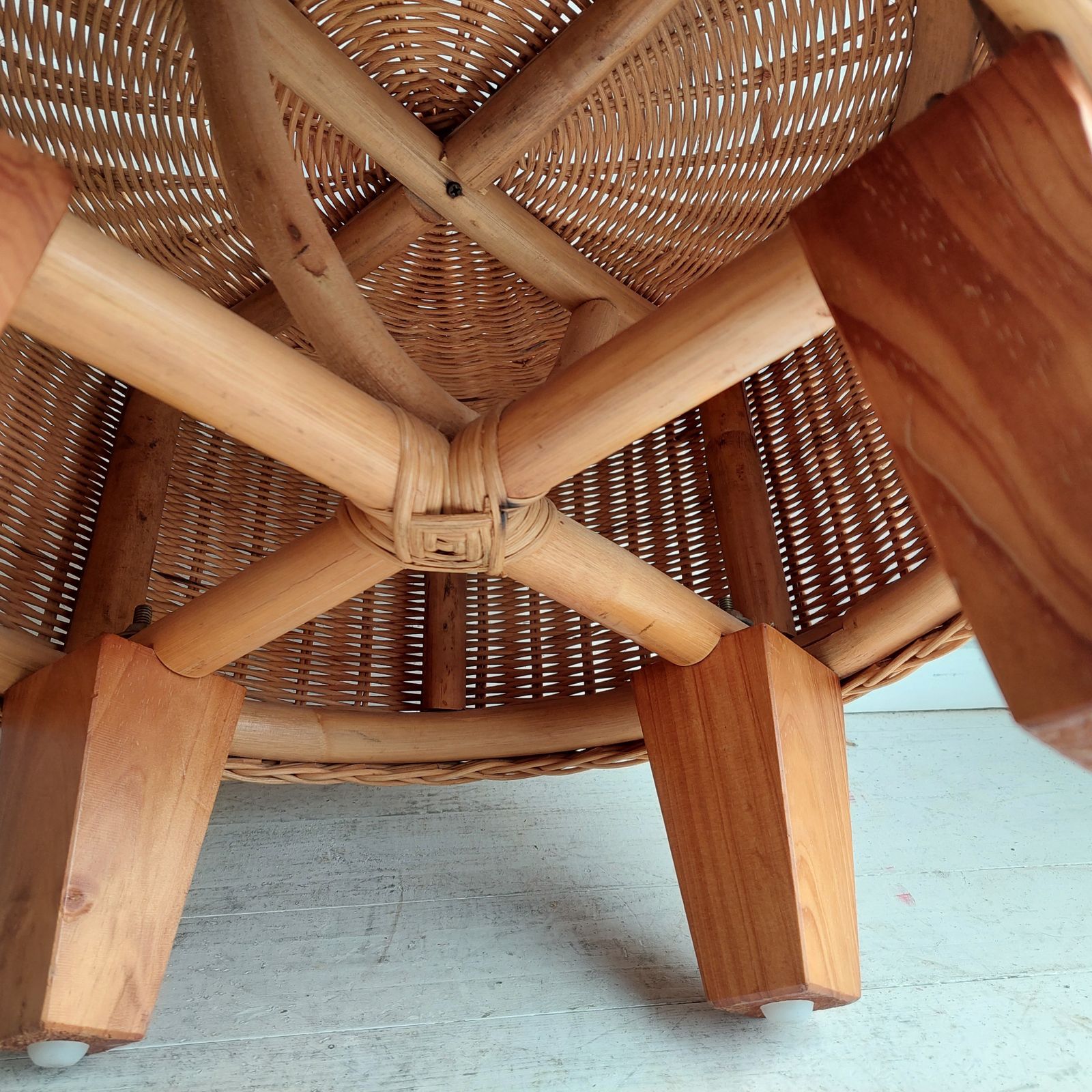 Vintage Ikea Wicker Footstools Side Tables Ottomans Late Mid Century, 90s Set Of 2 photo Furniture