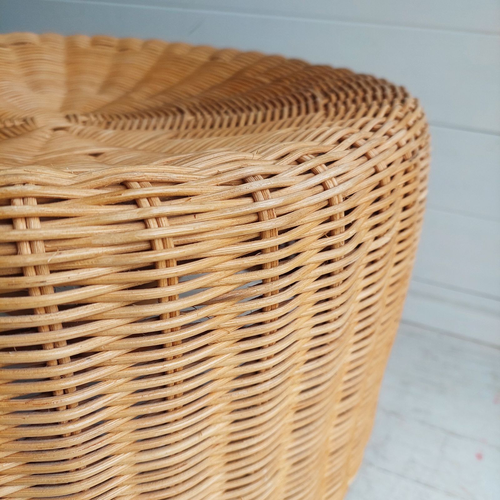 Furniture Vintage Ikea Wicker Footstools Side Tables Ottomans Late Mid Century, 90s Set Of 2 photo