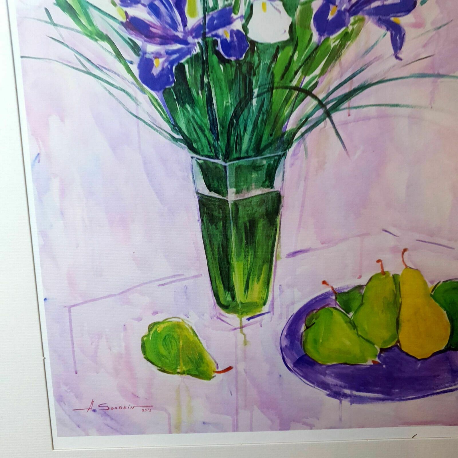 photo for sale Artist Signed Alexander Sorokin Art Print Floral Still Life Flowers Framed H54cm