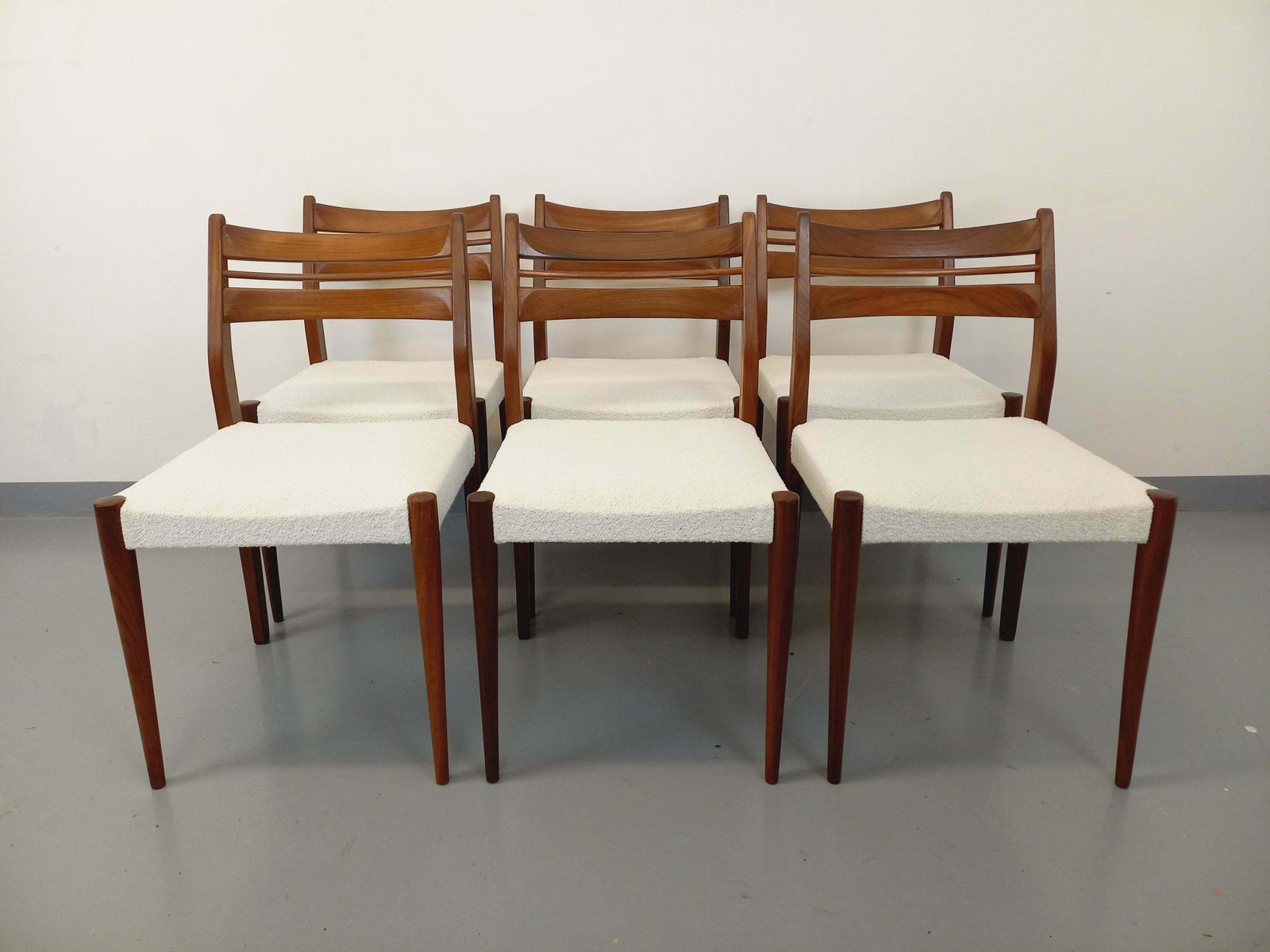 6 Scandinavian Chairs In Teak And Terry Fabric photo for sale