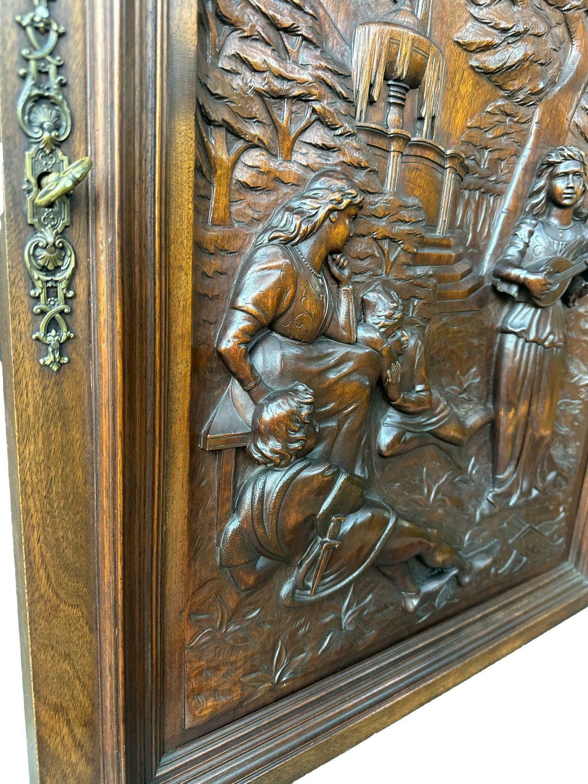 Large French Antique Architectural Hand Carved Walnut Oak Wood Door Panel photo buy