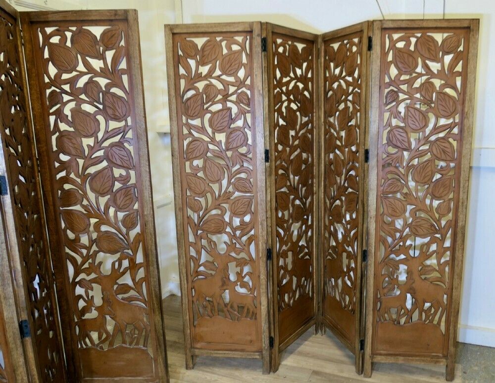 photo furniture A Pair Of North African Carved Pierced 4 Fold Screens