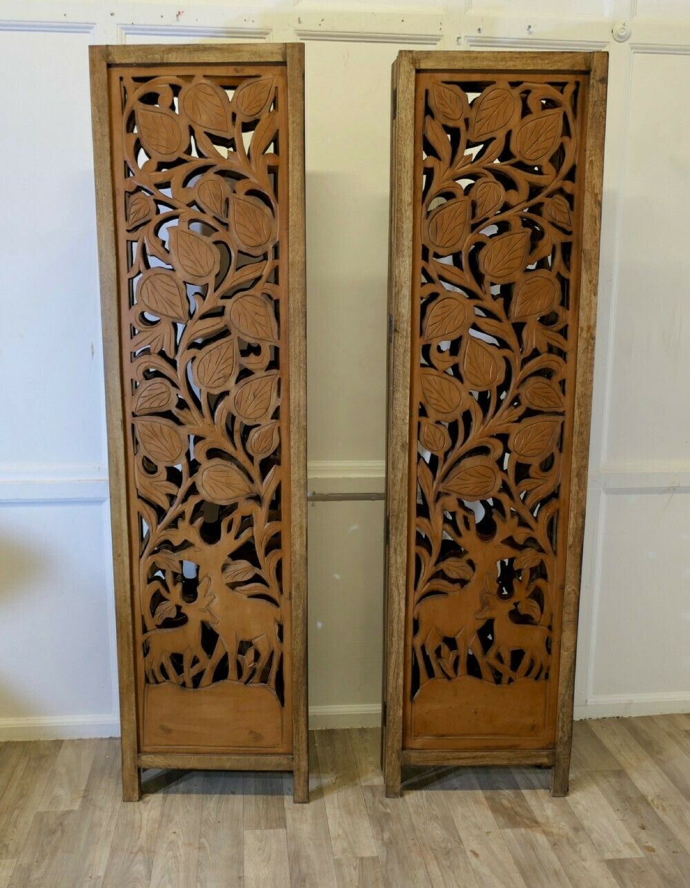 Home Decor A Pair Of North African Carved Pierced 4 Fold Screens photo