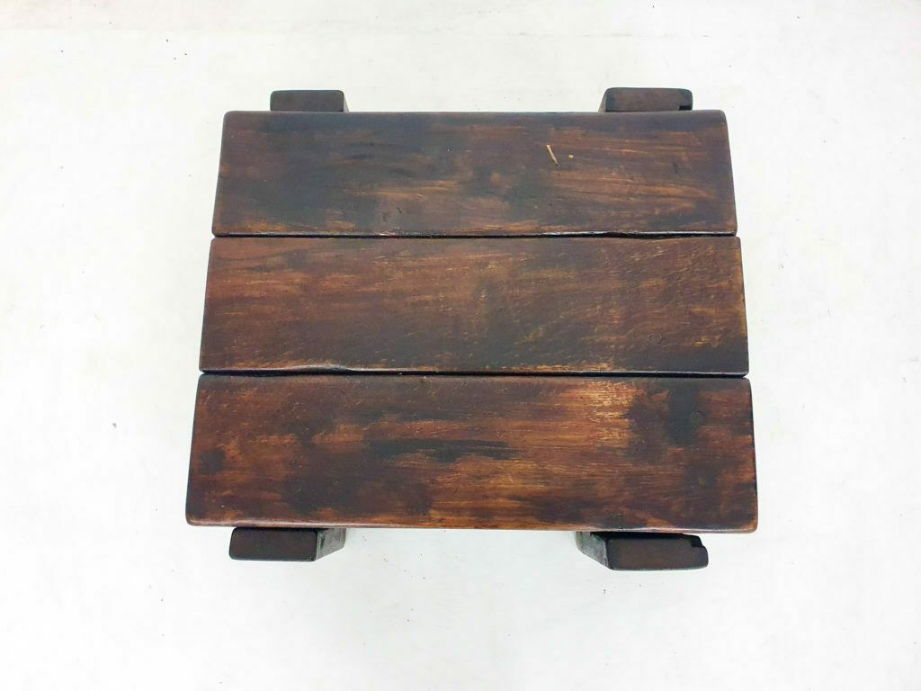 Mid Century Brutalist Massief Houten Salontafel, Nederland, Ca. Jaren 1970 photo vintage