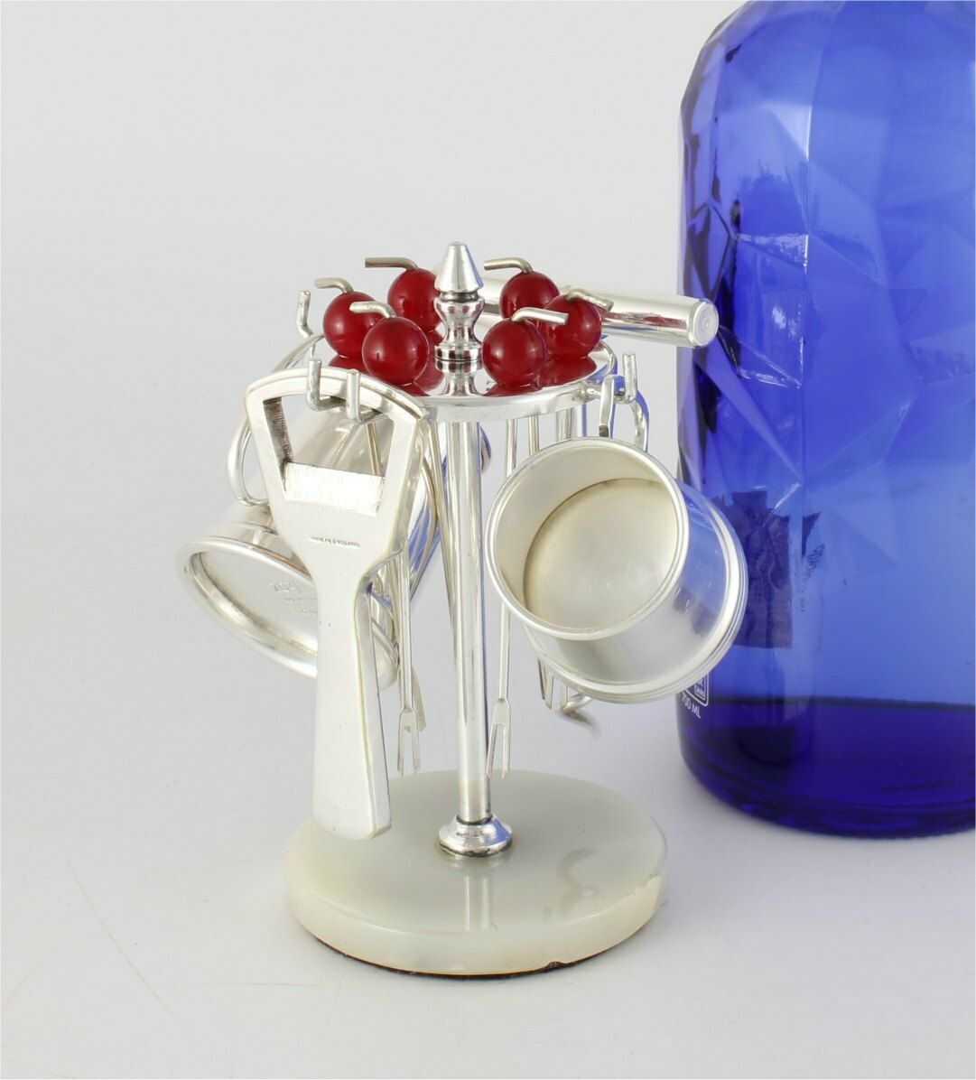 Vintage Bar Accessory Set. Silver Plate Cherry Cocktail Picks. Ph Vogel. photo for sale