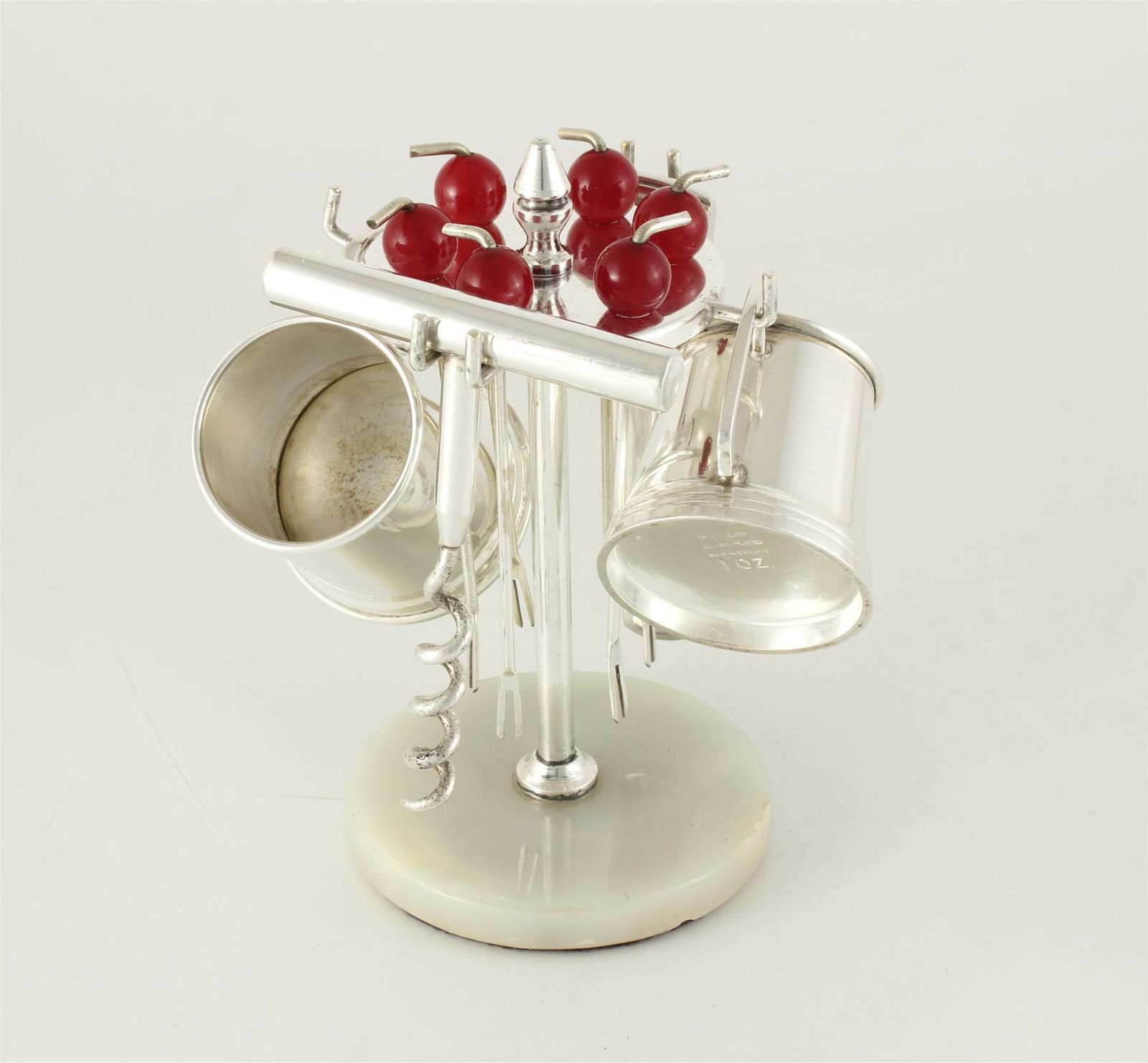 photo for sale Vintage Bar Accessory Set. Silver Plate Cherry Cocktail Picks. Ph Vogel.