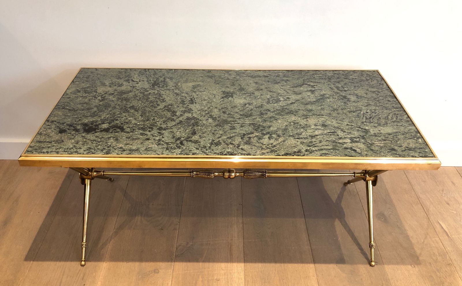 Neoclassical Style Coffee Table In Brass And Marble In The Style Of Raymond Subes photo for sale