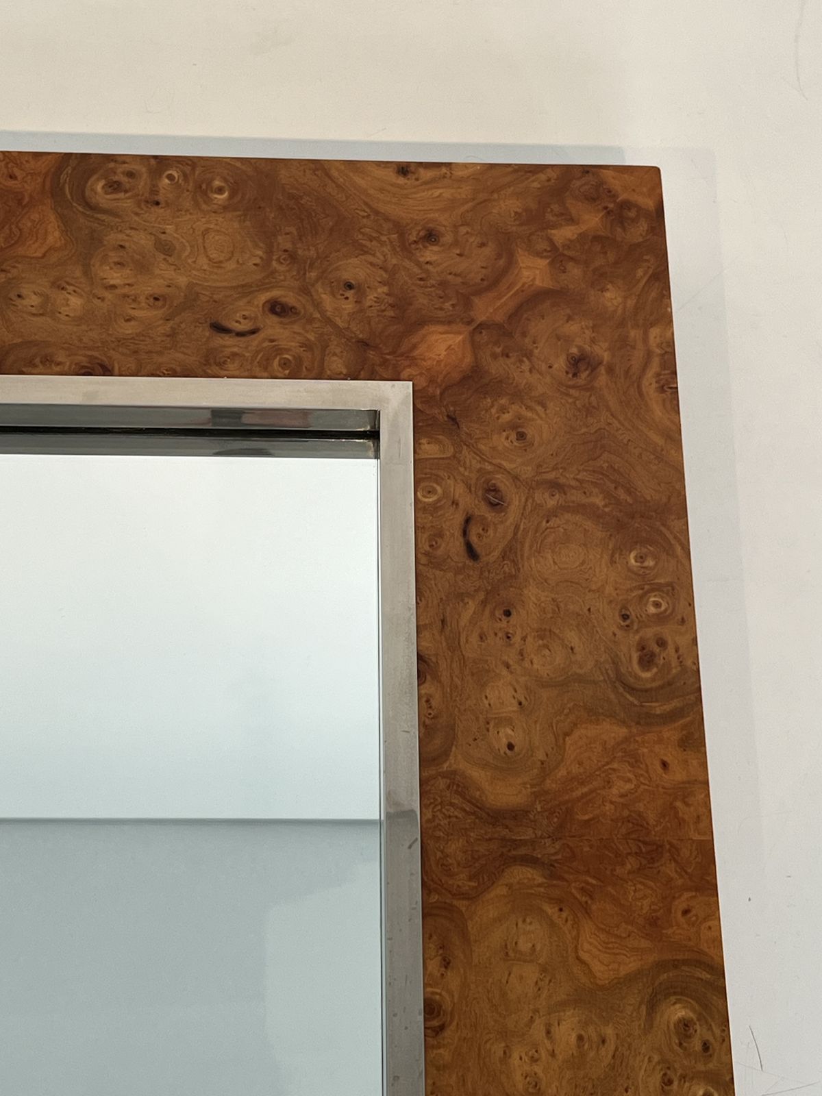 Willy Rizzo Elm Burl Veneer And Chrome Mirror photo buy