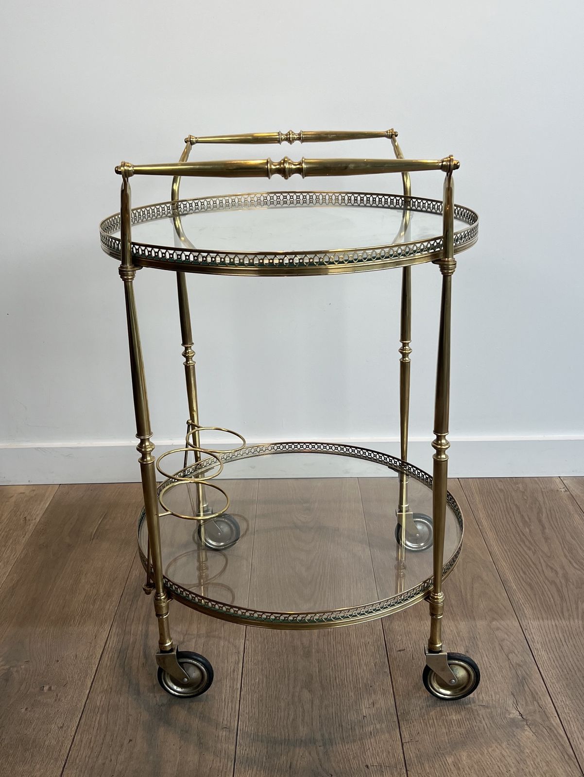 Round Brass Trolley In The Style Of Maison Jansen photo Furniture