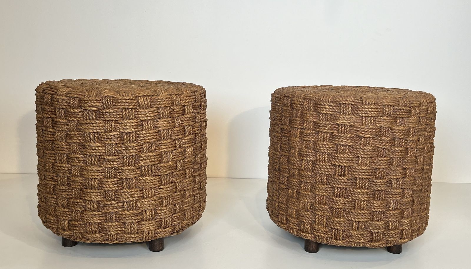 Pair Of Rope Stools In The Style Of Audoux Minet photo for sale
