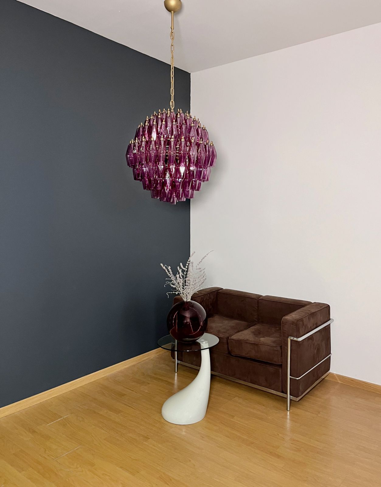 Amazing Spherical Murano Poliedri Candelier   140 Poliedri Amethyst photo for sale