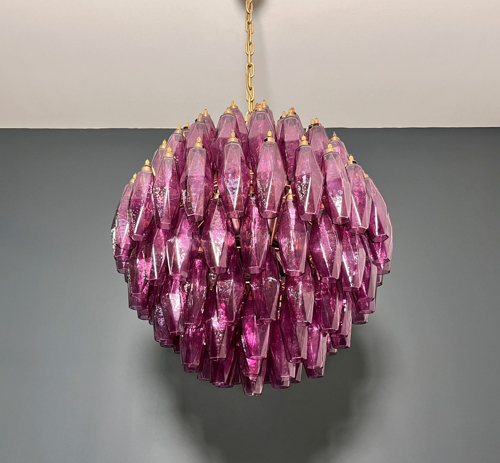 photo vinterior Amazing Spherical Murano Poliedri Candelier   140 Poliedri Amethyst
