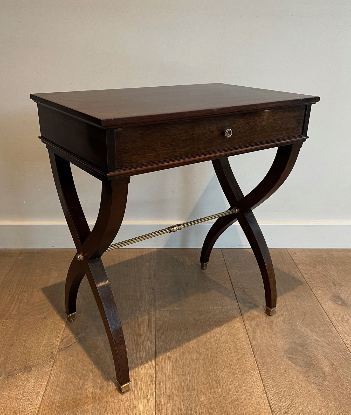 Neoclassical Style End Table In Mahogany And Brass In The Style Of Maison Jansen photo furniture