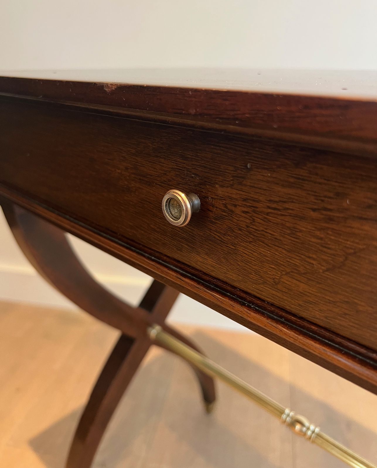 Neoclassical Style End Table In Mahogany And Brass In The Style Of Maison Jansen photo buy