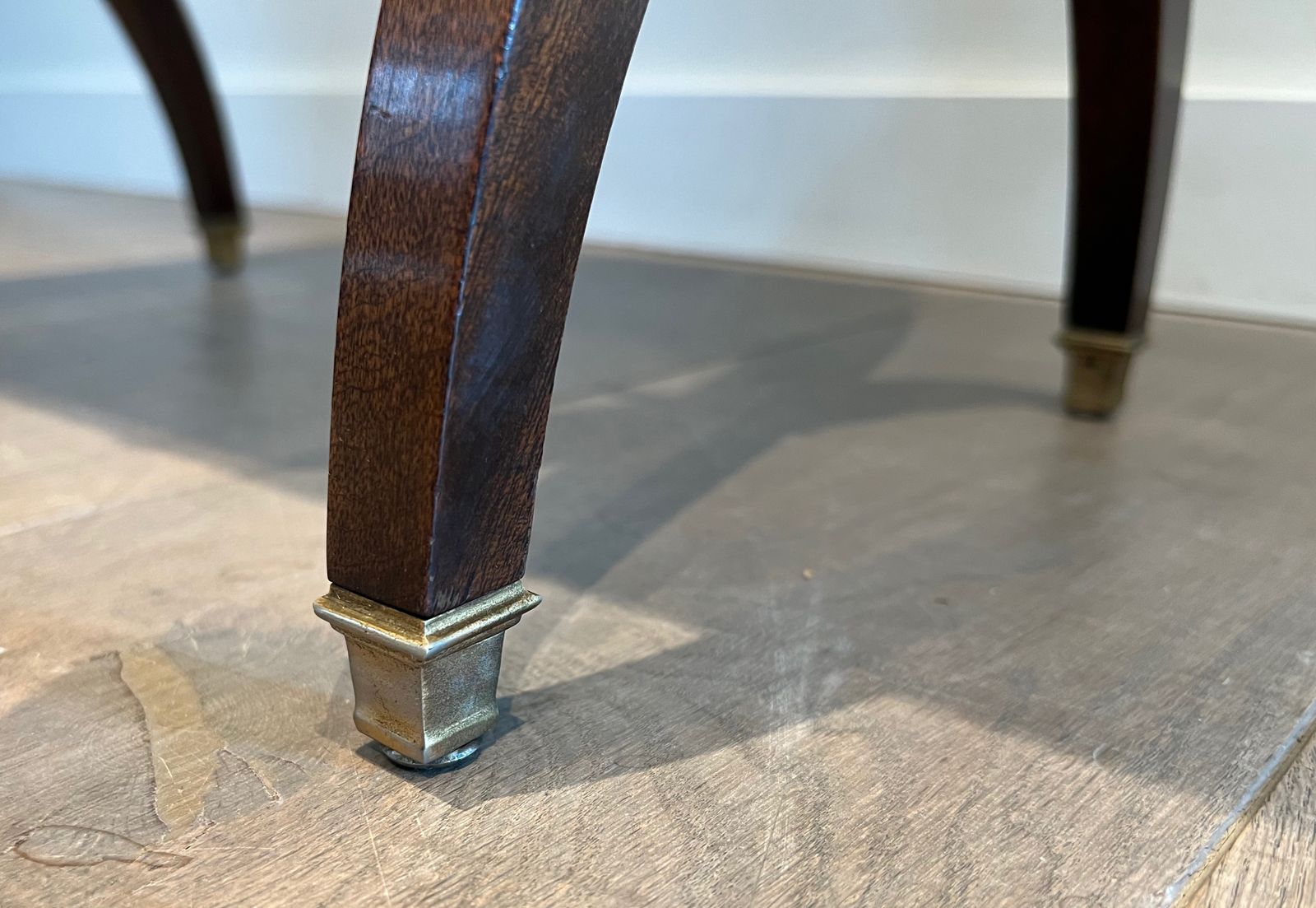 Furniture Neoclassical Style End Table In Mahogany And Brass In The Style Of Maison Jansen photo
